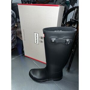 Hunter Original Tall Rain Boots Matte Black Womens Size 10 Waterproof Rubber